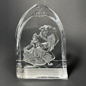 Rare Disney Princess Beauty And The Beast Swedish "Nybro" 6" Crystal Ice BlockD2